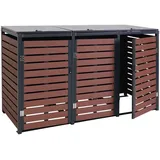 MCW 3er-Mülltonnenverkleidung K14 3x120l Walnuss-Holzoptik