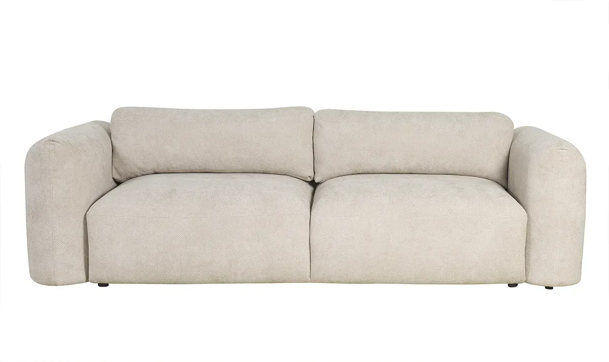 Schlafsofa mit Bettkasten aus beigem Chenille-Veloursstoff 4-Sitzer CRUSH