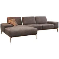 W.SCHILLIG Ecksofa run, Designsofa mit tollem Sitzkomfort, bequem, L-Form, mit Holzsockel, Füße in Bronze pulverbeschichtet, Breite 319 cm braun