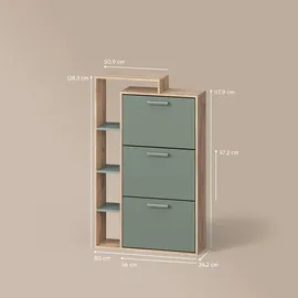 livinity® Ortello 80 x 128,3 x 24,2 cm 3 Schubladen / grün