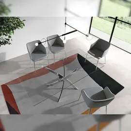 ac angel cerda Angel Cerdá Esstisch Rechteckig gehärtetes Glas aus verchromter Stahl 1061-150x95