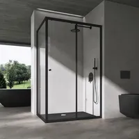 SoGood doporro Duschkabine Schiebetür Duschabtrennung 90x120cm Eckeinstieg Klarglas Eckdusche Esg Glas Höhe 190cm schwarz Ravenna16l K - Schwarz,