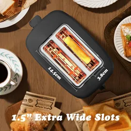 Aigostar - Toaster 2 Scheiben, extra breite Toastschlitze, 6 Bräunungsstufen,800W