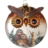 Krebs Glas Lauscha Christbaumschmuck Eule Diskussform, 11 cm,