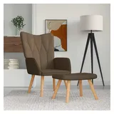 vidaXL Relaxsessel mit Hocker Braun Stoff