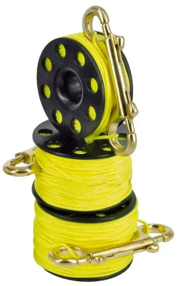 Best Divers Finger Stainless Steel Carabiner Spule - Yellow - 45 m