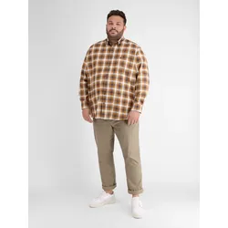 Karohemd mit Fischgratstruktur - Hazel Brown - 5XL