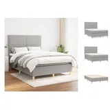 vidaXL Boxspringbett mit Matratze Hellgrau 140x190 cm Stoff