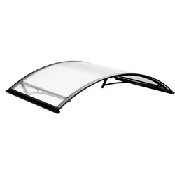 Vordach Dresden, Rundbogenvordach, Aluminium, Glas, Anthrazit, mit integrierter Regenrinne, individuell konfigurierbar