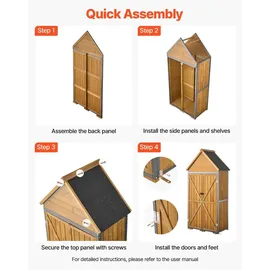 Vevor Gartenschrank Holz, Geräteschrank mit Abschließbaren Türen, Gerätehaus mit Regalen & Boden, Geräteschuppen, Gartengerätehaus, Werkzeugschrank für Terrasse, Garten / Rasen, 76x43x171 cm