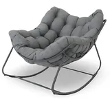 Lounge Schaukelstuhl mit Kissen 96x120cm Stahlgestell Lesesessel Sessel grau