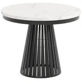 Meblini Esstisch, Weiß Hochglanz, Schwarz, Metall, Rund, 100x76x100 cm, Esszimmer, Tische, Esstische