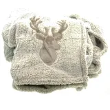 Kaemingk Weihnachtskuscheldecke Hirsch Beige 130 x 170 cm - Polyester & Samt
