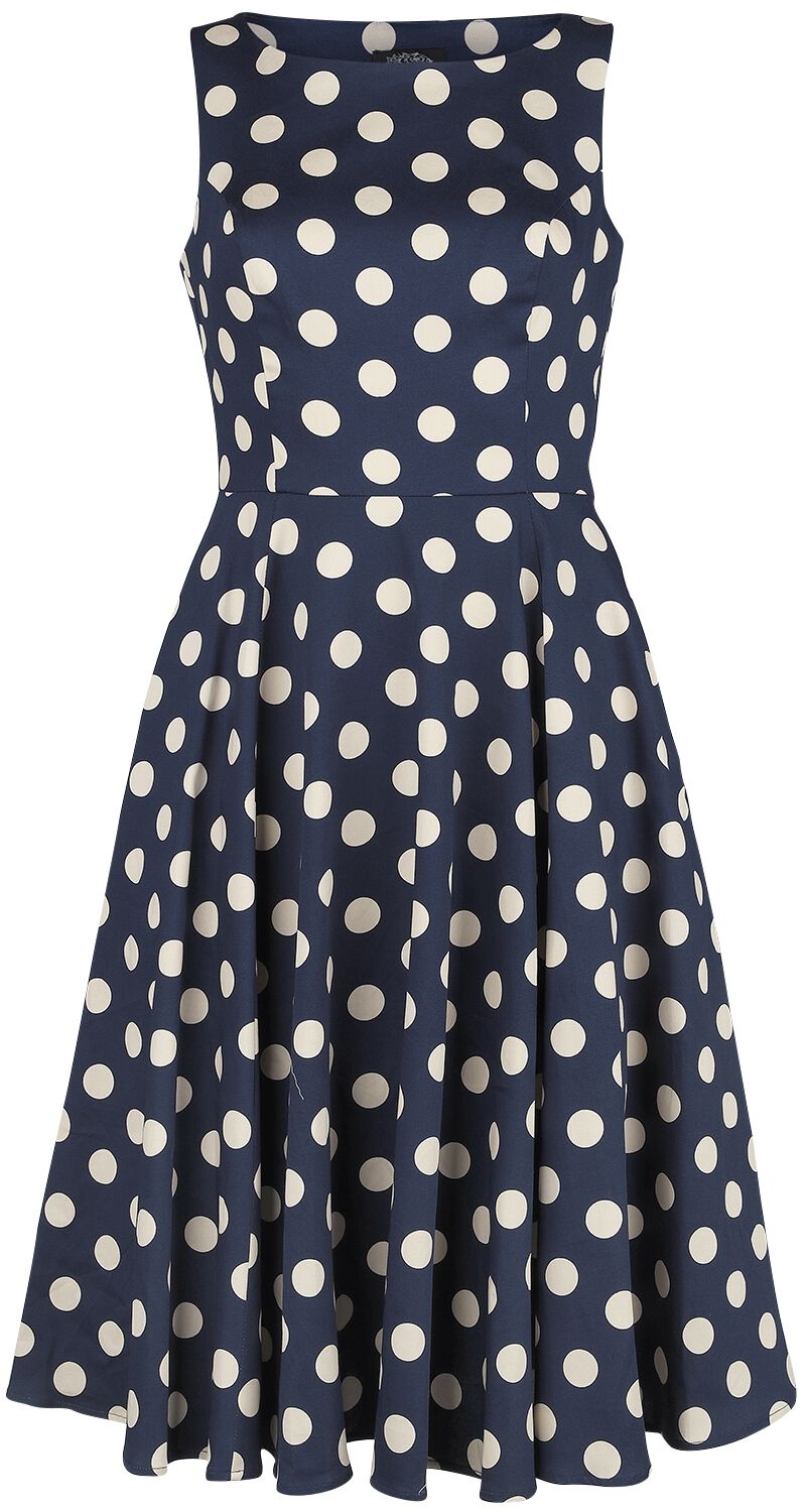 H&R London - Rockabilly Kleid knielang - Zea Swing Dress - XS bis 6XL - für Damen - Größe XXL - blau/weiß - XXL