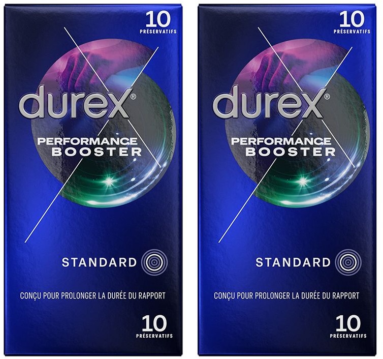 Durex Préservatifs Performance Booster- 2 x 10 Préservatifs Effet longue durée 2x10 pc(s) préservatif(s)