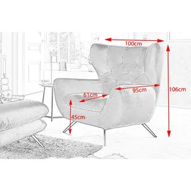 KAWOLA Hochlehnsessel CHARME Cord 72 x 100 x 80 cm Grün mit Hocker