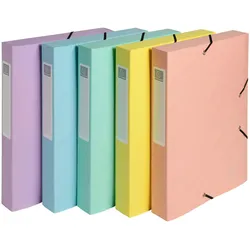 Exacompta 14460E 10x Archivbox Cartobox A4 Colorspan, Rückenbreite 40mm, wird flach geliefert, Aquarel - Farben sortiert