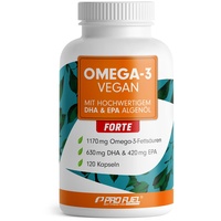 Omega-3 vegan FORTE - 120 Kapseln - 2000 mg Algenöl pro Tag - hochdosiert mit 630mg DHA + 420 mg EPA - vegane Omega-3 Algenöl Kapseln - DHA:EPA Verhältnis 3:2 - laborgeprüft mit Analyse-Zertifikat