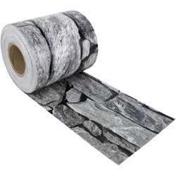 Noor Zaunblende PVC blickdicht 35 Meter inkl. 25 Klemmschienen-Steinmauer Granit