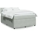 vidaXL Boxspringbett mit Matratze Hellgrau 160x200 cm Samt