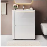 SONNI Waschbeckenunterschrank Waschbeckenunterschrank Breite 60 cm mit Sensorleuchte Badmöbel, Badschrank, Badkommode, Kommode, Schrank, Bad, Badezimmer 60 cm x 80 cm x 50 cm