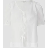 S.Oliver Regular Fit Baumwollbluse mit V-Ausschnitt Weiss, 40