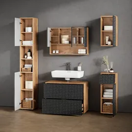 livinity Livinity® Waschbeckenunterschrank Ronco, Anthrazit gepunktet, 80 x 58.6 cm mit 2 Schubladen,