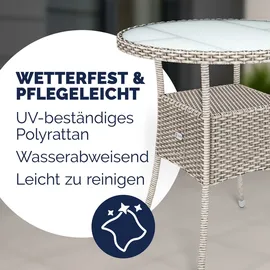CASARIA Polyrattan Beistelltisch Ø 60 x 74 cm Beige/Grau