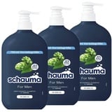 Schauma Schwarzkopf Shampoo For Men mit Hopfen, Kräftigendes Shampoo vom Ansatz an bis in die Spitzen, 3er Pack (3x 750 ml), vegane Formel, aus recyceltem Plastik