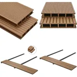WPC Hohlkammer Terrassendielen mit Zubehör 15 m2 4 m Teak - WPC Terrasse - Holzkunststoffterrasse - Garten Terrasse - Outdoordielen - Teak Farbe