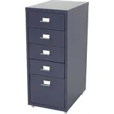 Mendler Rollcontainer Boston T851, Schubladenschrank Stahlschrank, 69x28x41cm 5 Schubladen ~ dunkelgrau