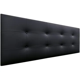 DHOME Kopfteil, gepolstertes Bett Kopfteil 8cm dick. Gepolstertes Kopfteil ACUALINE Stoff und Kunstleder. Bett-Kopfteile (Kuntsleder Schwarz, 145cm (Betten 120/135/140))