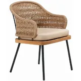 Xlmoebel Gartenstuhl Beiger Lounge-Sessel mit Rattan-Design für entspannte Momente in Luxus, Hergestellt in Europa beige