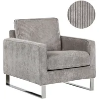 Beliani Sessel VIND Cord 76 x 82 x 82 cm Grau mit Kissen