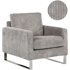 Beliani Sessel VIND Cord 76 x 82 x 82 cm Grau mit Kissen
