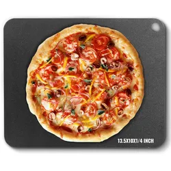 VEVOR Pizzastahl, 13,5" x 10" x 1/4" Pizzastahlplatte für den Ofen, vorgewürzter Pizza-Backstein aus Kohlenstoffstahl mit 20-fach höherer Leitfähigkeit, robuste Pizzapfanne für Außengrill, Innenofen