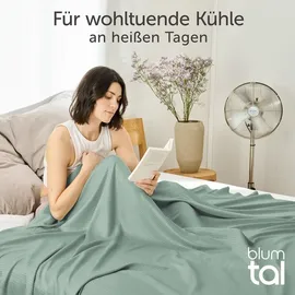 Blumtal Kühldecke 150x200 cm - Bambus Sommerdecke für Sofa & Bett, atmungsaktiv & kühlend – Grün, ideal als Reisedecke- Grün - Grün