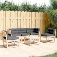 VidaXL 5-tlg. Garten-Sofagarnitur mit Kissen Massivholz Kiefer