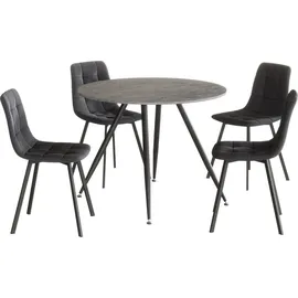 [en.casa] Essgruppe Fitjar 5-teilig Betonoptik/Dunkelgrau