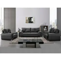 beautysofa Big-Sofa Kunstleder 3-Sitzer + 2-Sitzer + Sessel Schwarz