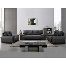 beautysofa Big-Sofa Kunstleder 3-Sitzer + 2-Sitzer + Sessel Schwarz