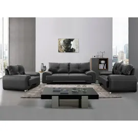 beautysofa Big-Sofa Kunstleder 3-Sitzer + 2-Sitzer + Sessel Schwarz