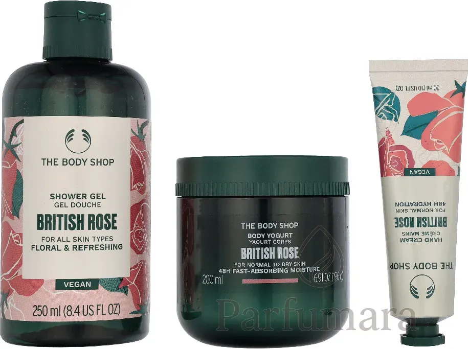 The Body Shop G3 Small British Rose Geschenkset Hand Cream 30ml/Body Butter 50ml/Shower Cream 60ml 140 ml