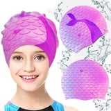 Badekappe MäDchen Lange Haare fur Kopfumfang 52-57cm,Gute ElastizitäT Badehaube Kind Wasserdicht Schwimmhaube Kinder Schwimmkappe für Kinder und Jugendliche Swimming Cap Kids für Schwimmer