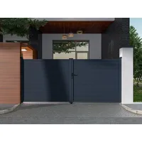 vente-unique Gartentor Flügeltor Doppeltor - 397 x 181 cm - voll - Aluminium - Anthrazit - NAZARIO