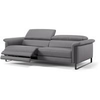 Sofanella 3-Sitzer Sofanella Dreisitzer Palma Echtleder Couch Relaxsofa in Grau grau
