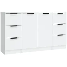 vidaXL Sideboards 3 Stk. Weiß Holzwerkstoff
