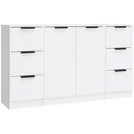 vidaXL Sideboards 3 Stk. Weiß Holzwerkstoff