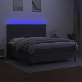vidaXL Boxspringbett mit Matratze & LED Dunkelgrau 180x200 cm Stoff
