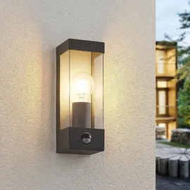 LINDBY Außenwandleuchte Aluminium 25,0 cm mit Bewegungsmelder grau